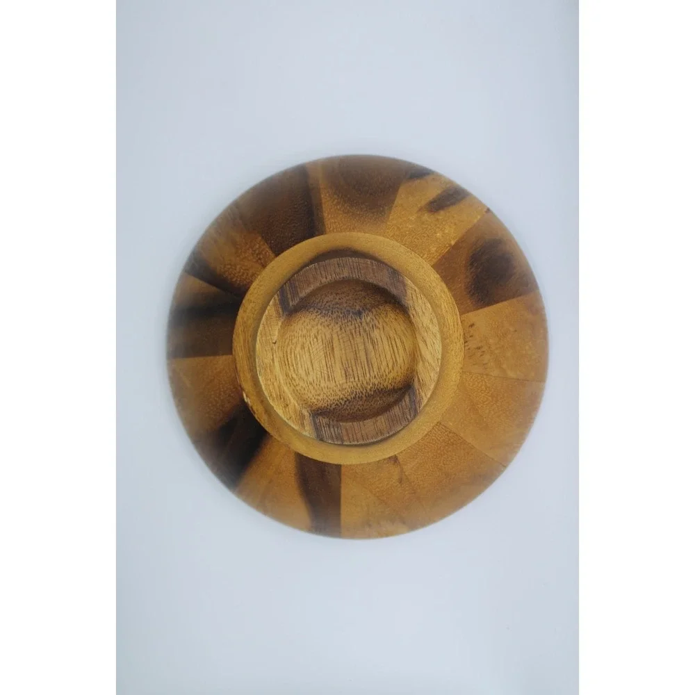Nambe Yaro (no stamp) Acacia Wood Individual Salad Bowl Set Of 4